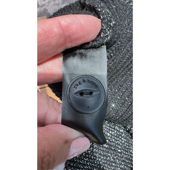 RAG & BONE BLACK AND SILVER METALLIC CROP SWEATER SIZE S - Picture 9 of 12